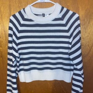 Divided Navy and Cream Striped Crew Neck Sweater